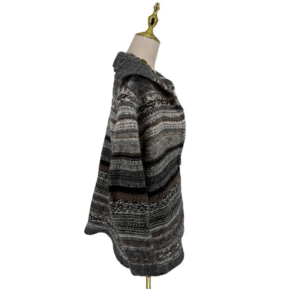 J. Jill Open Knit Cardigan Size MEDIUM Gray Wool Alpaca Blend Nordic Fair Isle - Picture 10 of 16